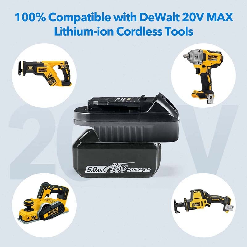 thumbnail image 2 of AUTOJARE Dual USB Adapter For Dewalt 20V Battery – Charge Phones On Jobsite 2 of 5
