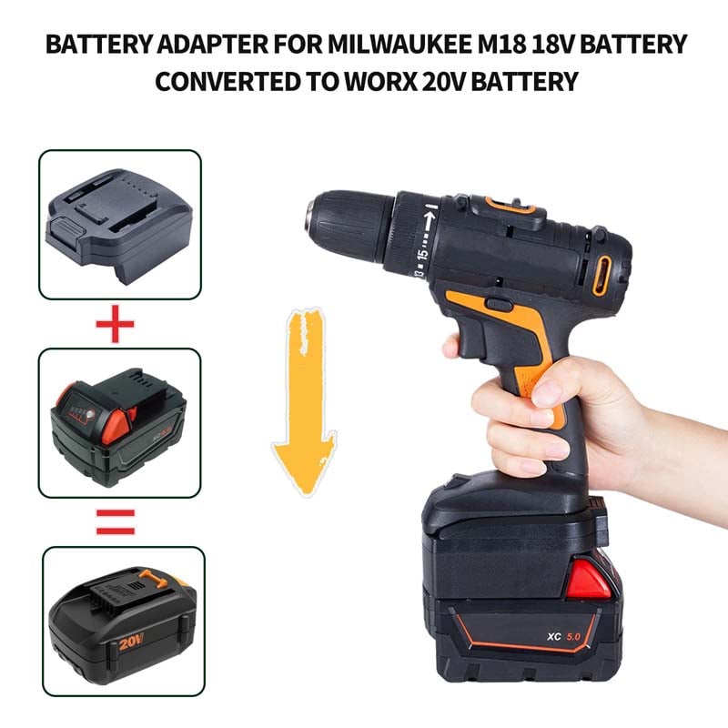 Milwaukee to Worx 6 PIN Battery Adapter Powuse