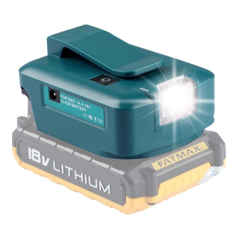 Portable Power Source w/LED Light for Black+Decker 18V Battery - Powuse