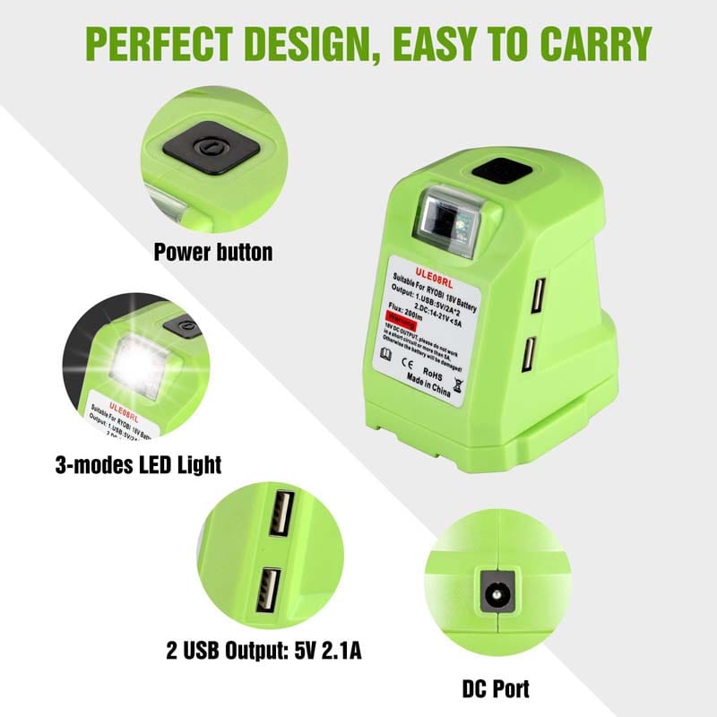 Portable Power Source w/LED Light for Black+Decker 18V Battery - Powuse