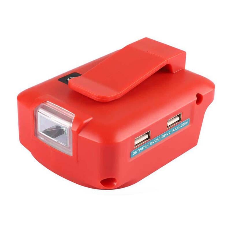 Dual USB Charger & DC Port & Belt Clip & LED Work Light Portable Power  Source Adapter for Milwaukee M18 18V Li-ion Battery