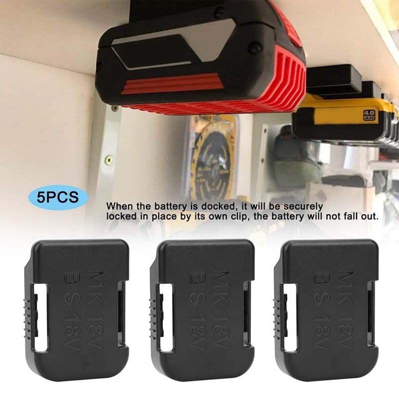 5-Pack 3-in-1 Dewalt/Milwaukee/Black+Decker 18V-60V Battery Holders - Powuse