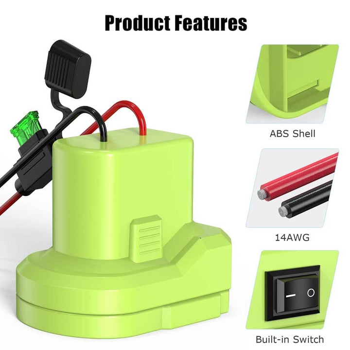 Ryobi One+ 18V Battery Power Wheels Adapter with Switch & Fuse | Powuse