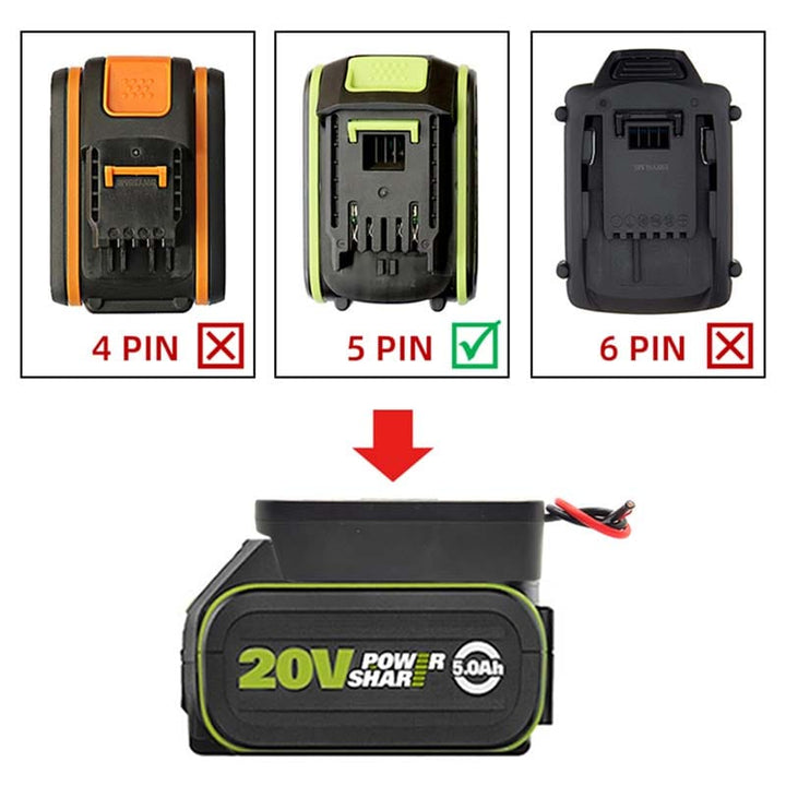 2-in-1 Kress/Worx 5-PIN 20V Battery Power Wheels Adapter | Powuse